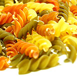 Tri color spiral pasta