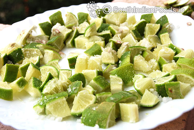 Cut lemon into cubes, sprinkle sea salt, dryout in the sunlight for 2 days