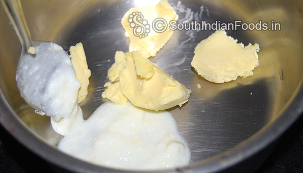 In a bowl add butter curd