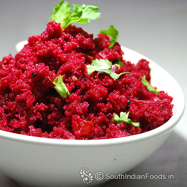 Beet semolina upma