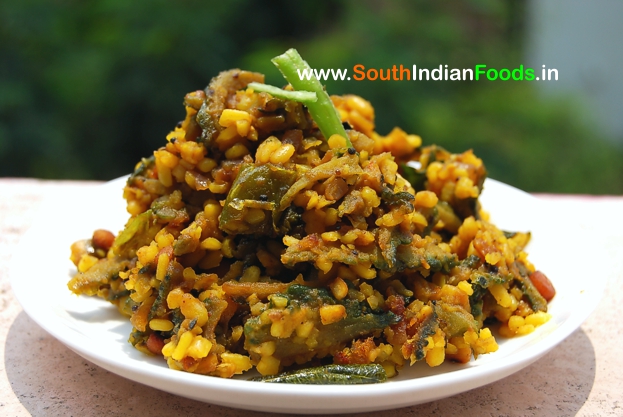 Bitter gourd moong dal dry curry 