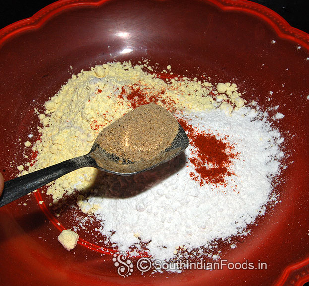 Add red chilli powder, turmeric & chaat masala