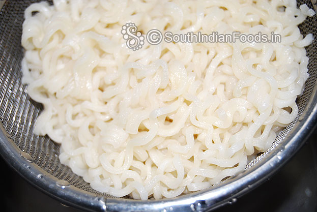 Boil noodles then drain water