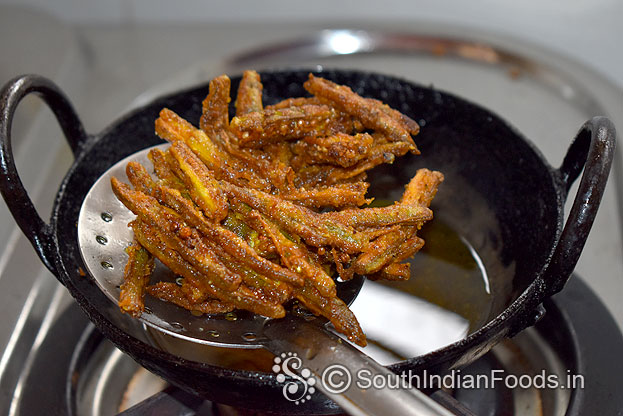 Perfect and crispy okra fry ready