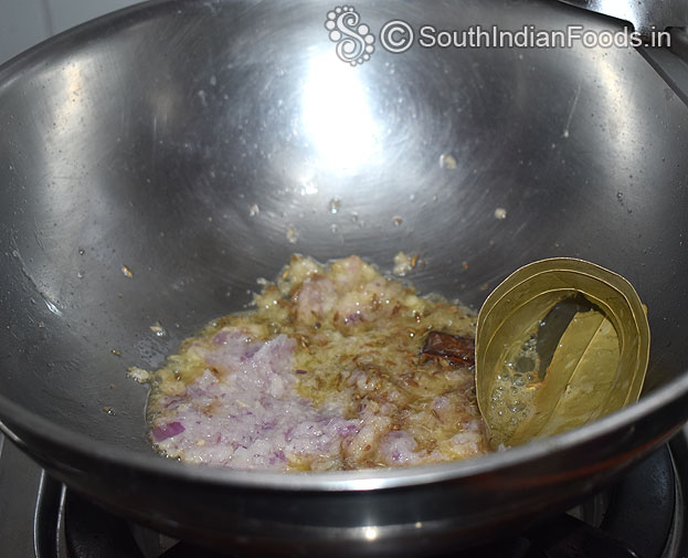Add onion, garlic, gigner mixtrue saute till raw smell out