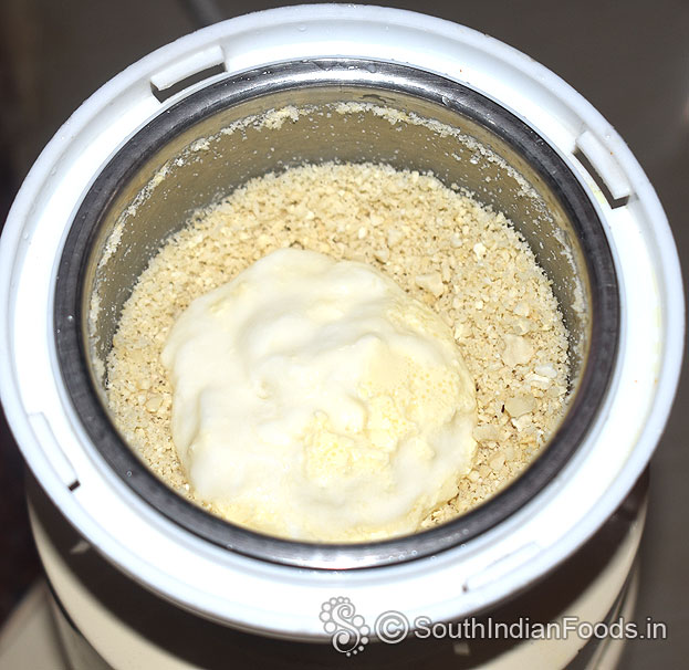 Add cashews & curd, grind to smooth paste