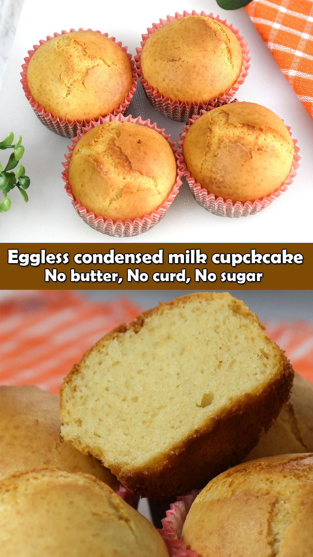 Eggless condensed milk cupcake
