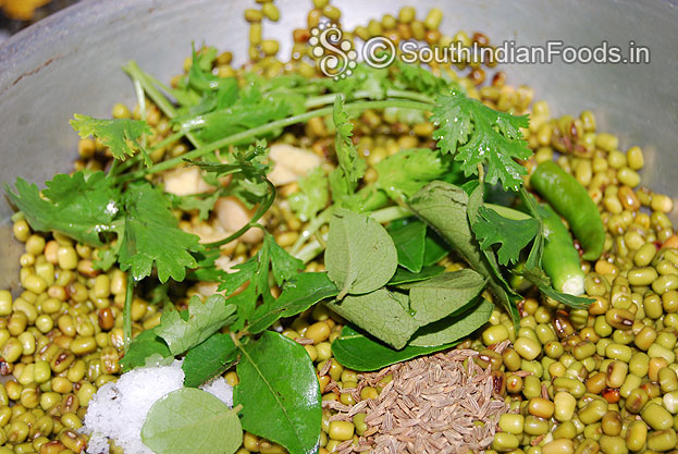 Add curry leaves coriander leaves