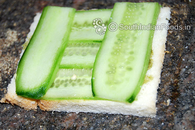 Again place 3 cucumber slices.