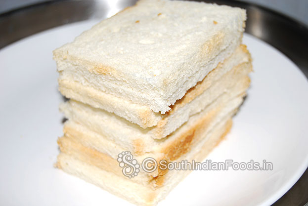 Cut and remove the brown edges of the bread