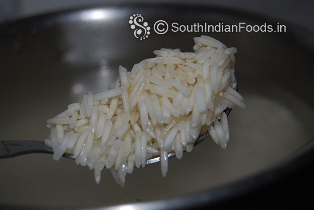 Boil enough water in a pan add basmati rice mix gently
