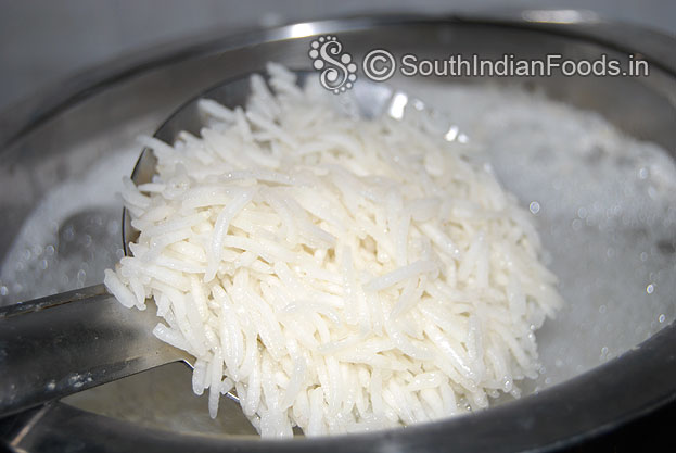 Now basmati rice is ready, drain water, cover lid and leave it for 5 min