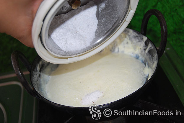 Milk reduced add sugar cardamom powder