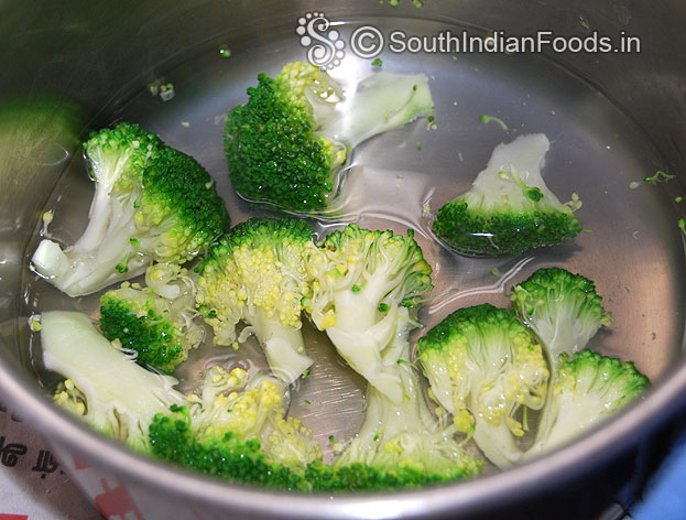 Blanch broccoli for 2 min in salt added water