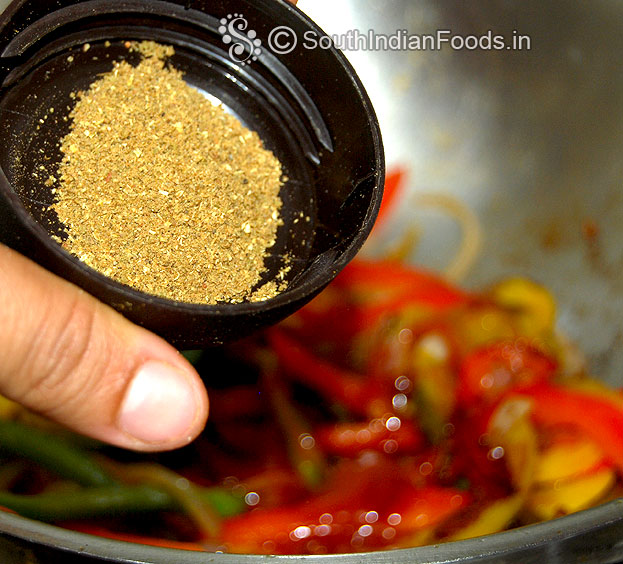 Add soya sauce, tomato sauce, garam masala saute