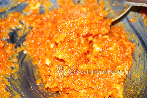 Perfectly textured carrot halwa mixture-now cut off heat