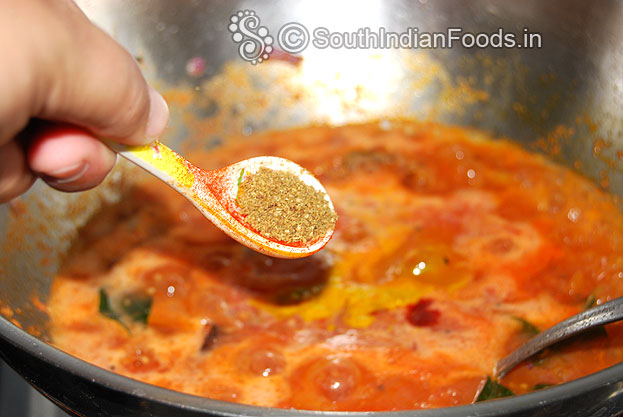 Add garam masala powder & salt, let it boil& thickens
