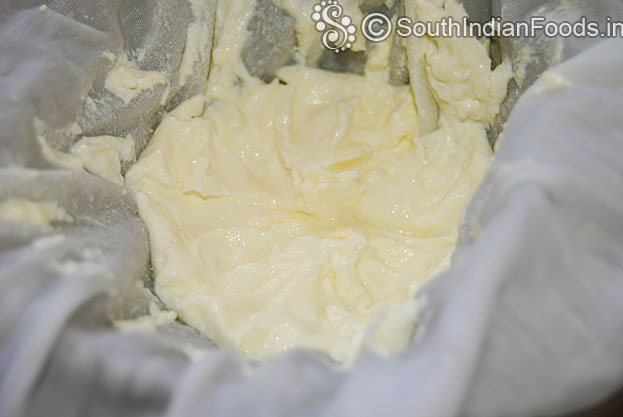 Creamy hung curd ready, extra water removed from curd