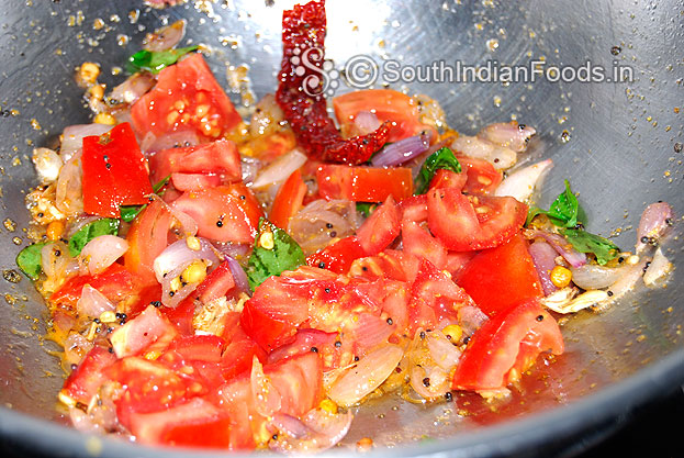 Add tomato & saute till soft
