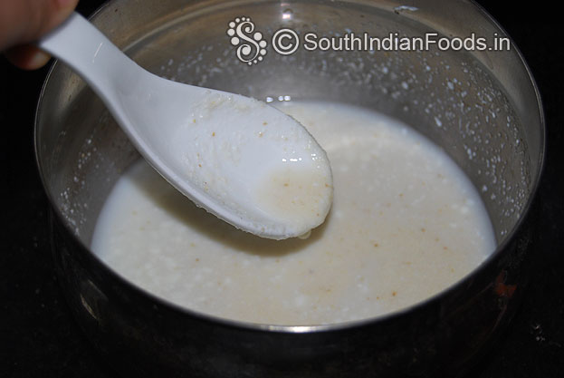 Add water mix well, make smooth batter, cover lid, leave it for 1.5 hours to 2 hours for oat paniyaram