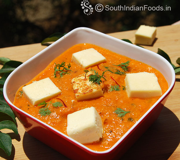 Paneer butter masala without cream