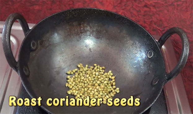 Dry roast coriander seeds
