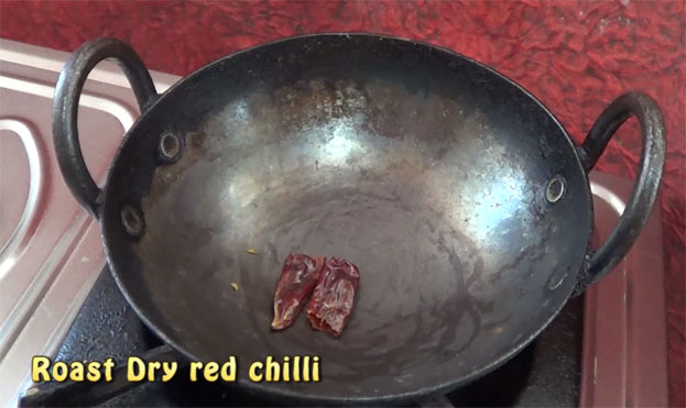 Dry roast dry red chilli