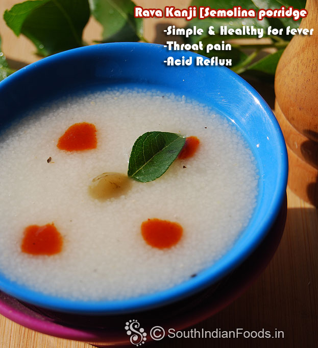 Rava congee ready, serve hot with any boiled veggies