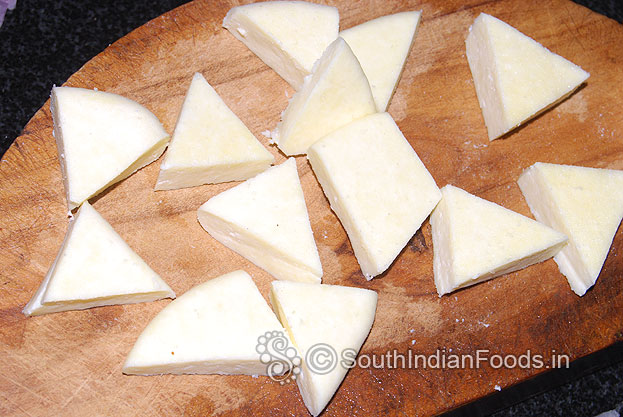 Cut paneer into triangle shapes