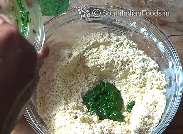 Add spinach paste mix well, knead it , make soft dough