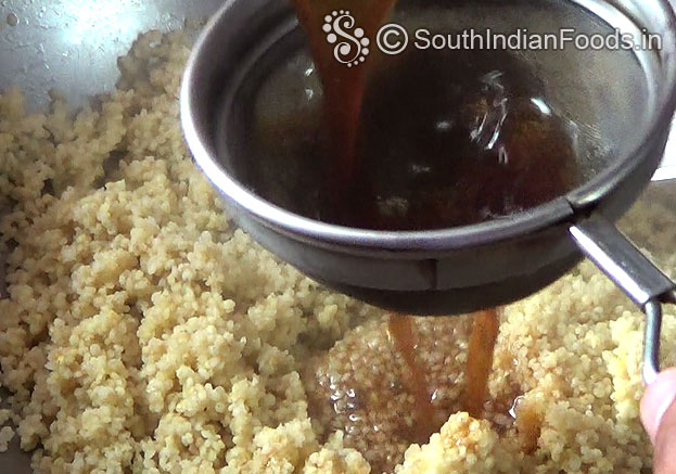 Add melted jaggery[drain to avoid impurities]
