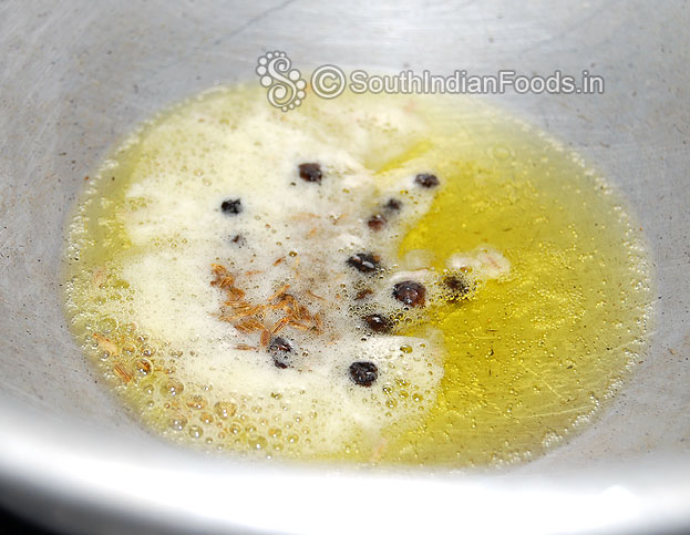 Seasoning-Heat pan add ghee, cumin & peppercorns