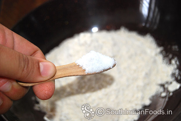 In a bowl add plain flour, salt, oil