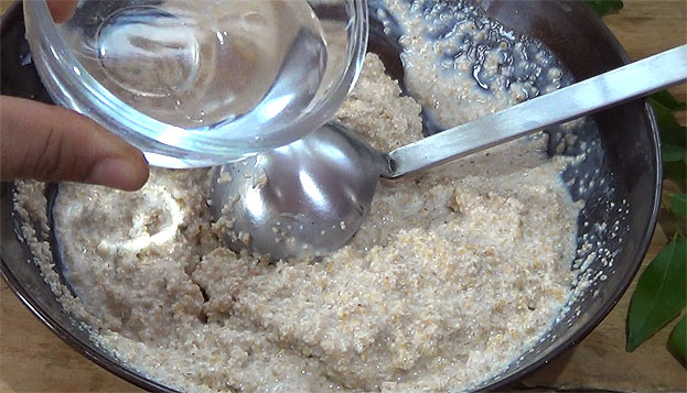 Add 1/4 water to adjust the consistency of batter