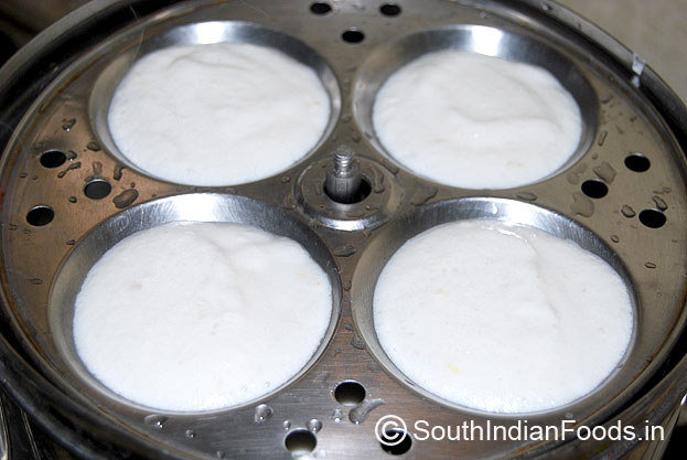 Idli batter in plates - Ready to steam in idli cooker