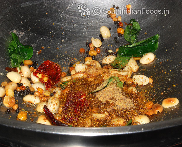 Add curry leaves, fenugreek powder