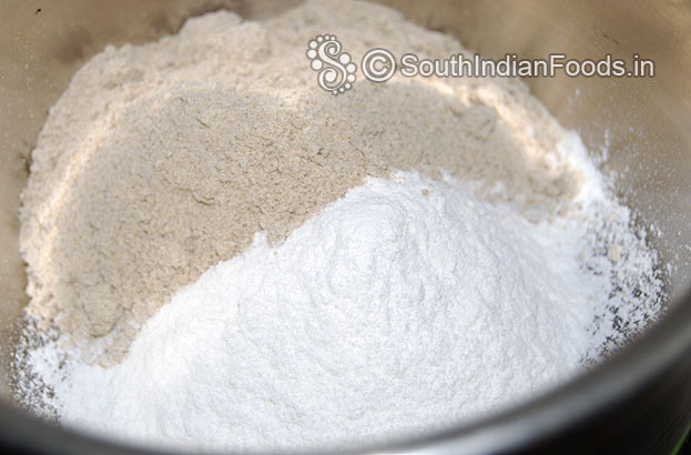 In a bowl add bajra flour rice flour