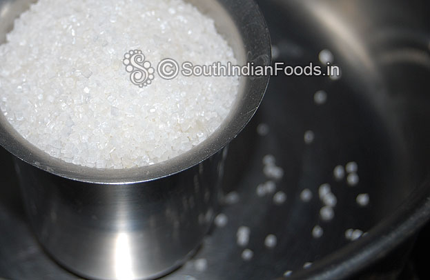 For sugar syrup add sugar in a pan