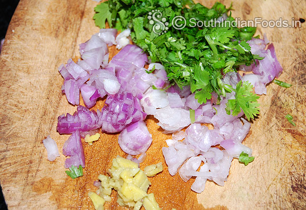 Chopped shallots, ginger, curry & coriander leaves