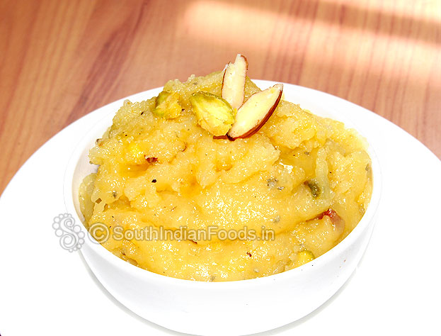 Pasi paruppu halwa with almonds and pistachios