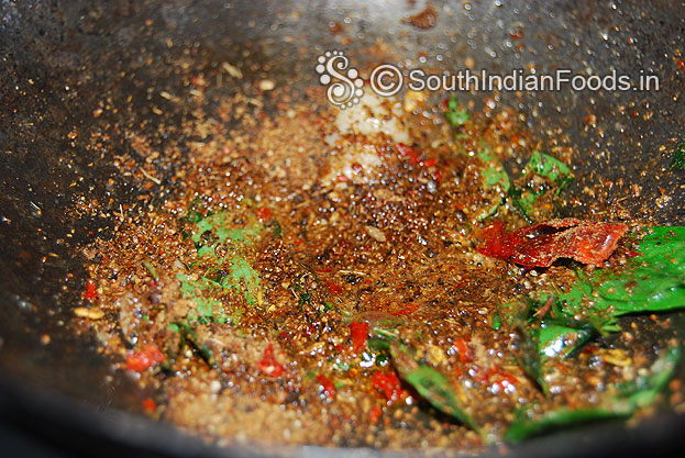 Add freshly ground omam rice powder mix well & cut off heat.