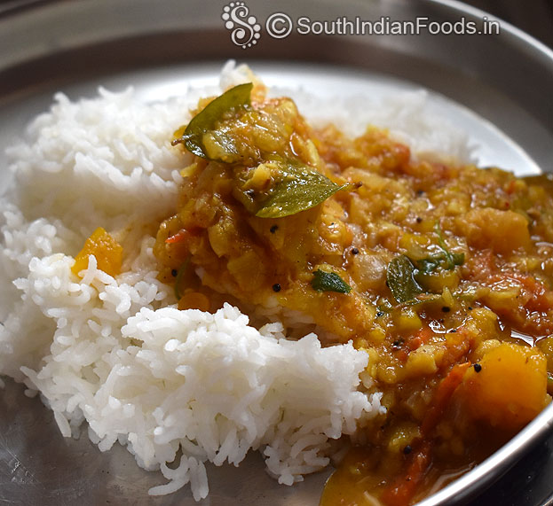 One pot sambar with boiled white rice [Healthy lunch recipe]