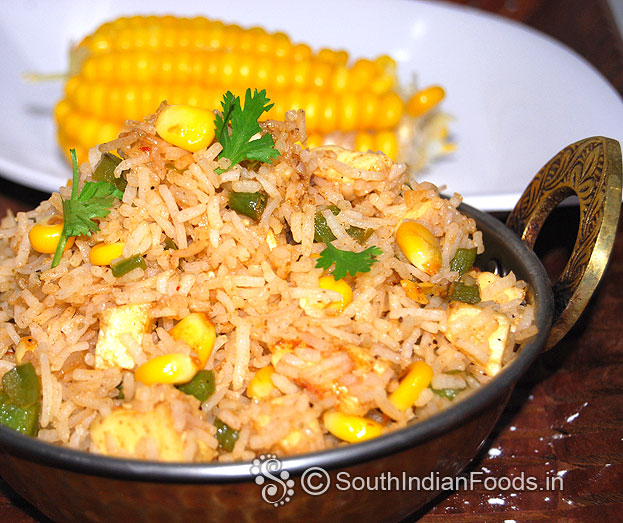Paneer corn fried rice