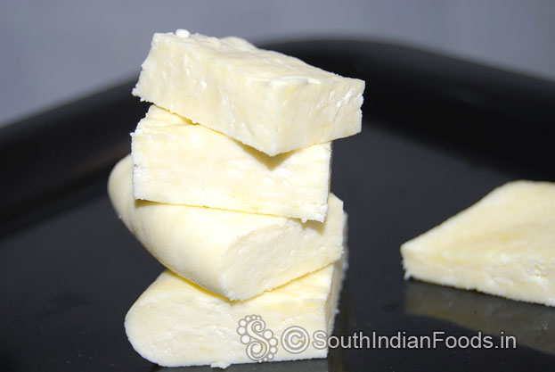 Home made paneer or indian cottage cheese cubes