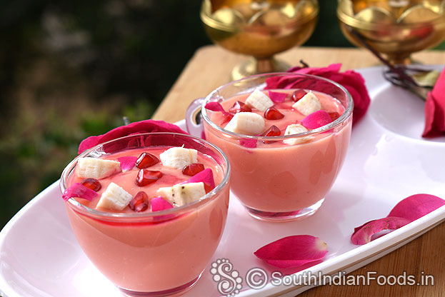 Custard with rose syrup