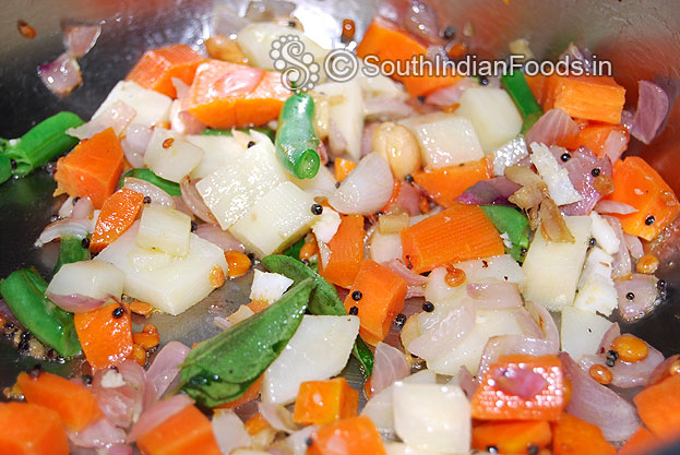 Add carrot, potato, & beans saute