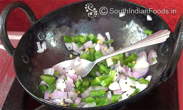Add onion, capsicum, gigner & green chilli saute for a min