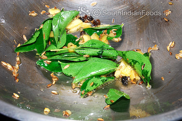 Seasoning-Ghee, cumin, peppercorns, ginger, curry leaves