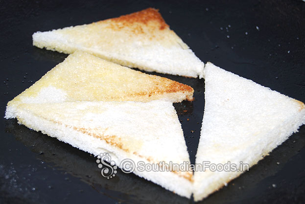 Heat ghee in a pan roast bread slices