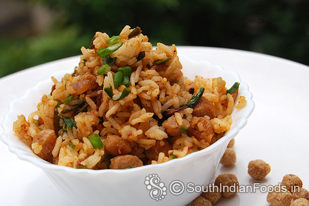 Soya chunks schezwan fried rice